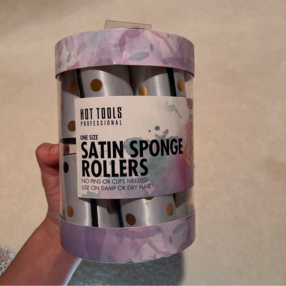 NEW Hot Tools Satin Sponge Rollers Gold White